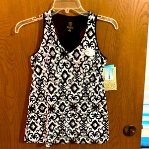 Black/white/grey work out top